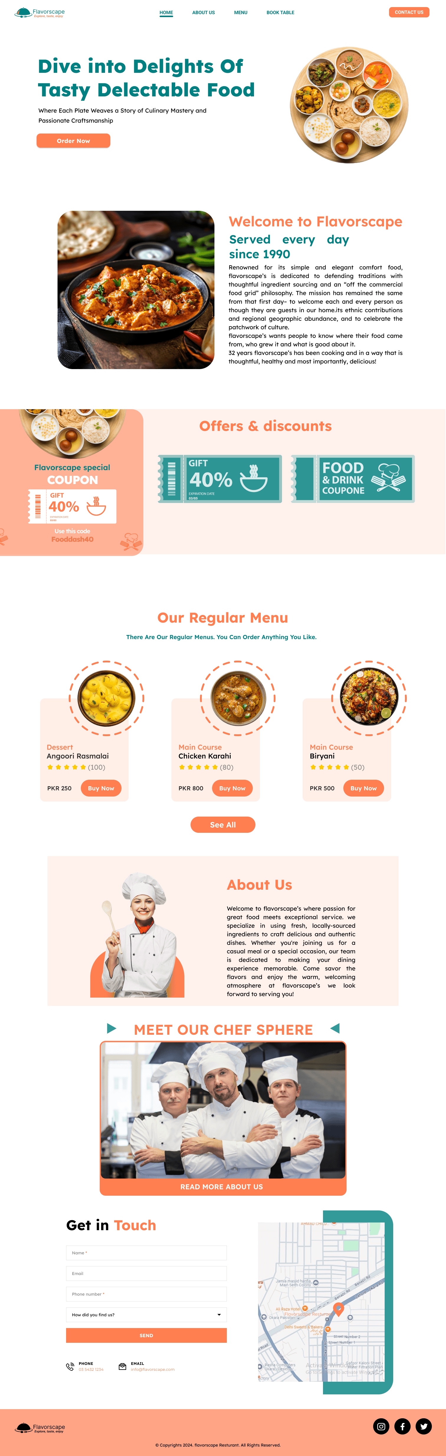 Flavorscape Restaurant Website